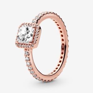 Pandora Square Sparkle Halo Ring Size 7